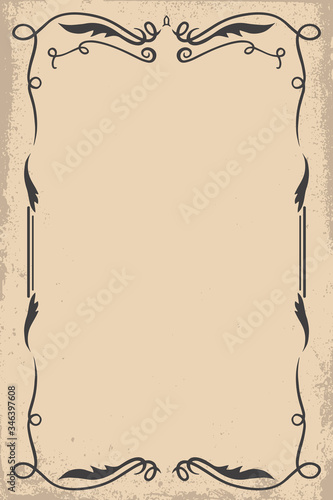 Vintage empty frame in wild west style. Vector design element for poster, card, banner, flyer.