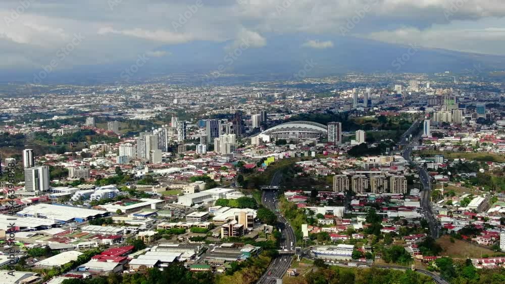 Beautiful cinematic aerial view of the city of San Jose Costa Rica Beautiful cinematic aerial view of the city of San Jose Costa Rica