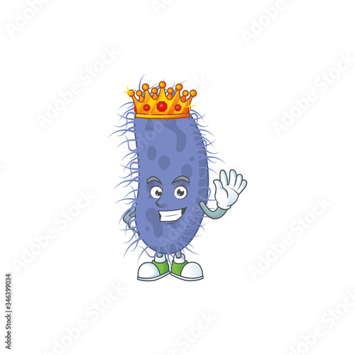 The Charismatic King of salmonella typhi cartoon character design wearing gold crown