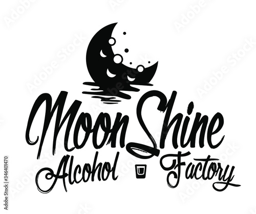 Vintage design of moonshine label with ethnic elements in the style of thin line, bourbon, moonshine and brandy. Black and white vintage logo or label options. Monochrome, black on white. white on bla