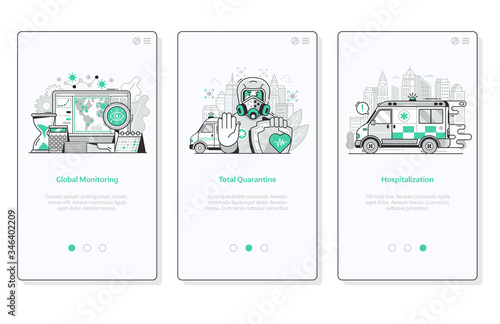 World Virus Pandemic UI Screens for Medical App