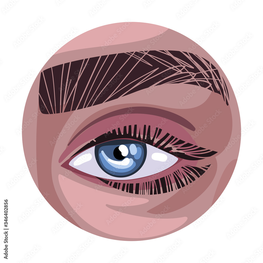 Female Blue Eye in the Circle, Part of Human Face Vector Illustration Female Blue Eye in the Circle, Part of Human Face Vector Illustration
