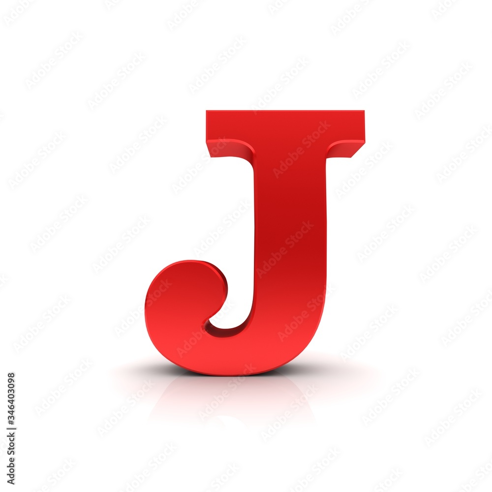 J letter red sign 3d capital letter