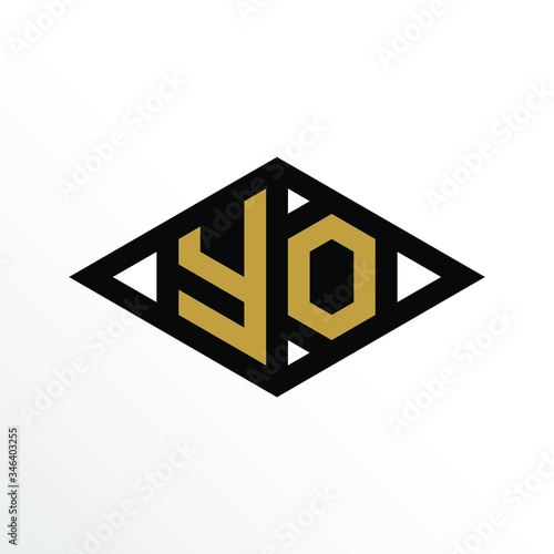 Initial Letter YO Geometric Abstract Diamond Shape Logo Design