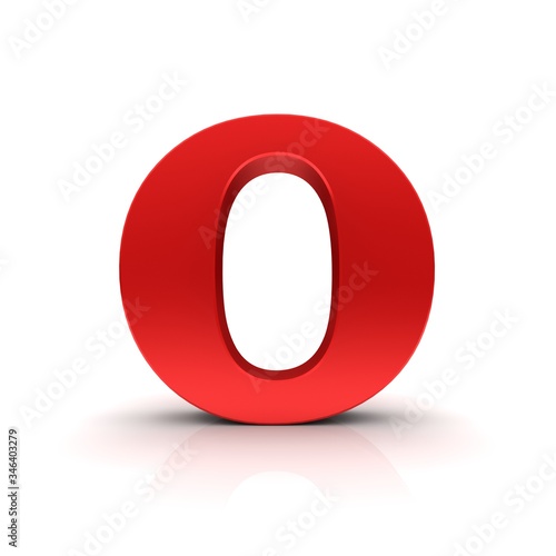 O letter red sign 3d capital letter