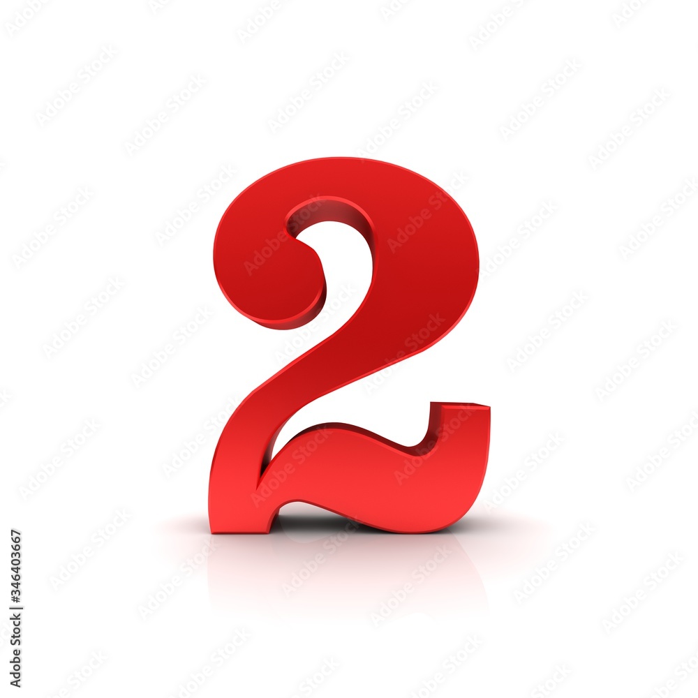 2 red number second red sign 3d 2 red number second red sign 3d