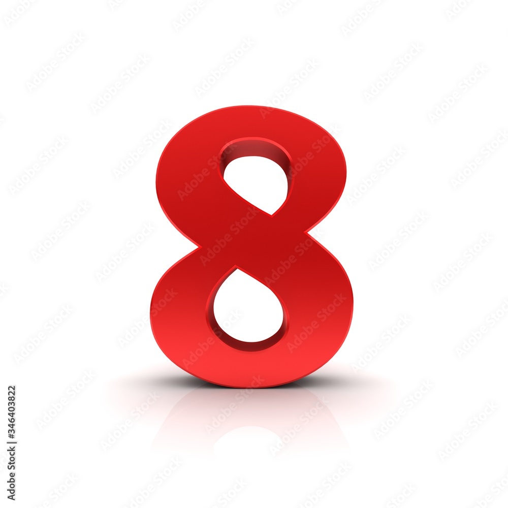 Obraz premium 8 number eight red sign 3d