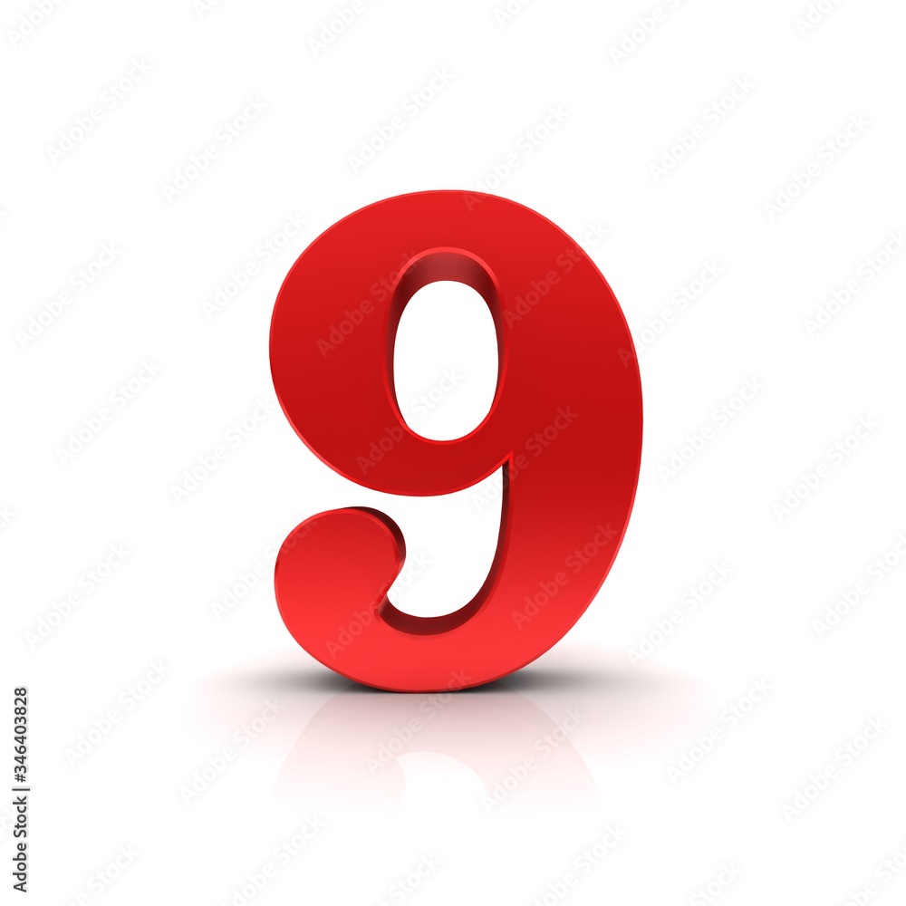 9 number nine red sign 3d 9 number nine red sign 3d