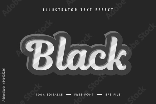 Black 3d Text Effect and Text Design. 