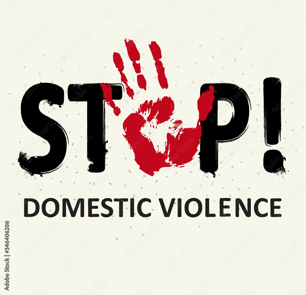 Stop Domestic Violence against women Stamp. Creative Vector Design