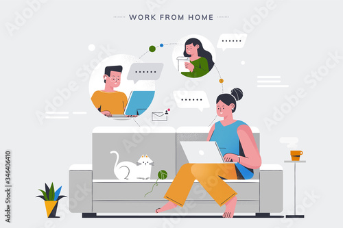 Work from home with online meeting