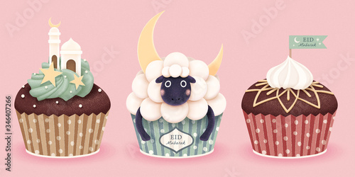 Cute sheep and mosque cupcakes