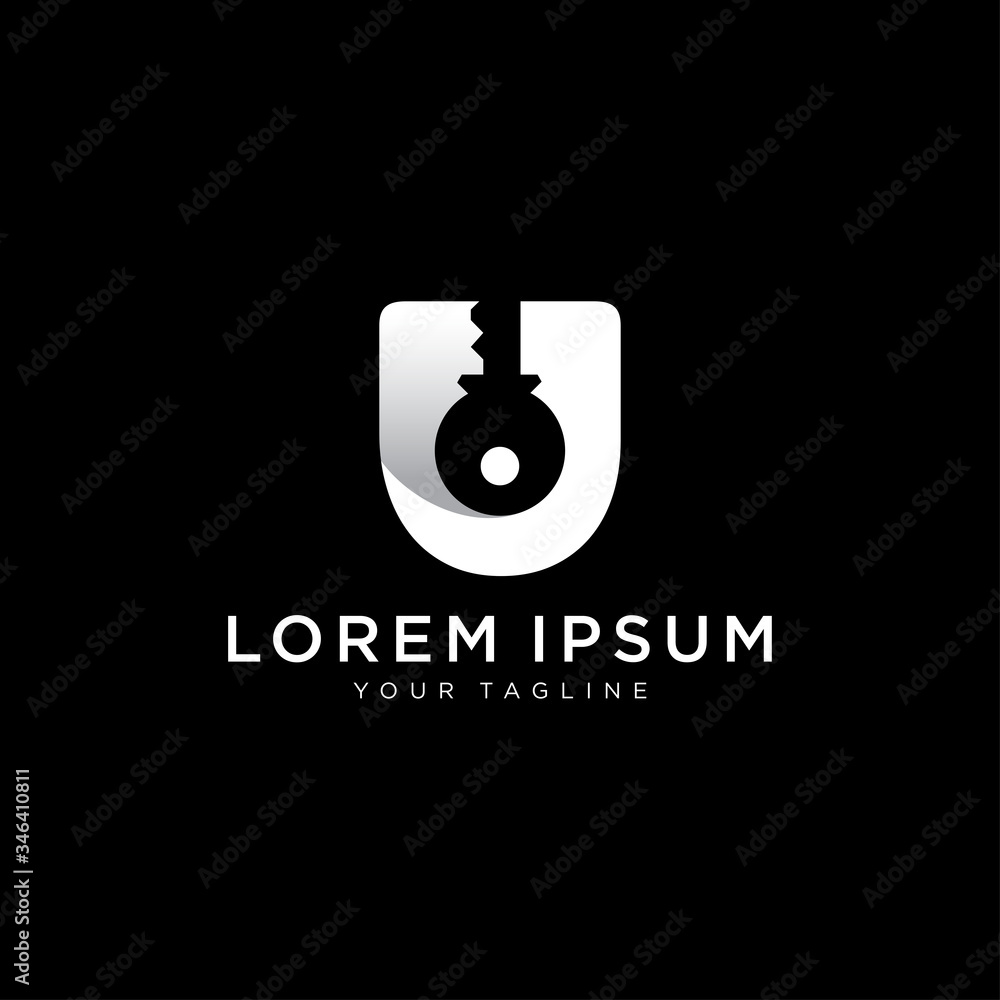Initial letter U Key logo Concept, Key with Letter U, Vector Logo ...