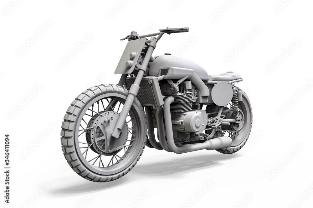 Fototapeta 3D render image representing motorcycle development with the help of a computer software