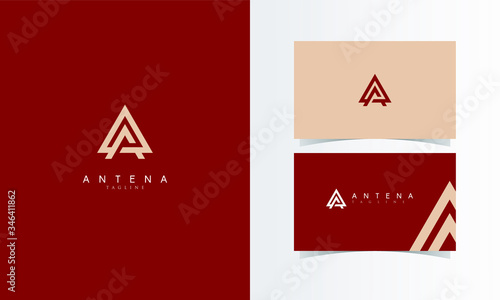 A Line Abstract Logo Mark with business card template design for branding identity