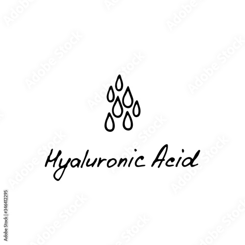 Hyaluronic acid hand drawn icon. Water drop. Korean beauty. Cosmetic ingredient. Vector illustration