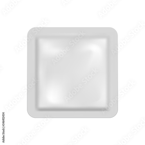 Blank of foil pouch bag Packaging for condom or food. mock up. Vector