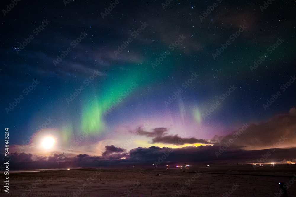 A view of the northern lights in iceland