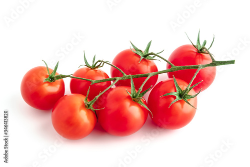 fresh red tomato branch isolate on white background