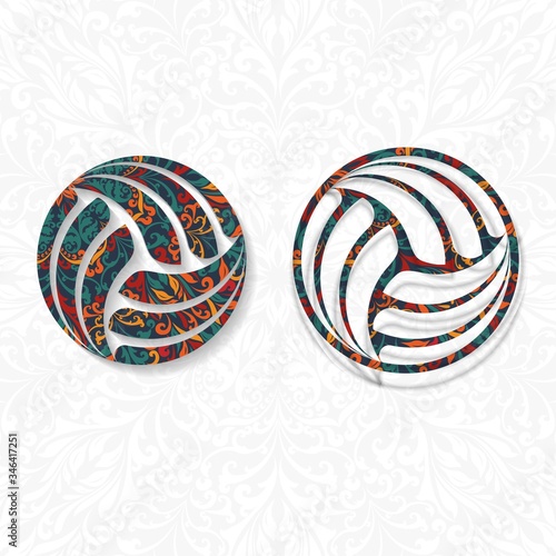 African pattern volleyball balls abstract silhouette