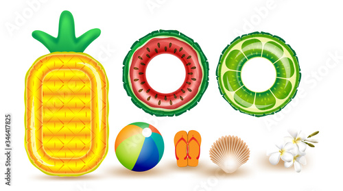 elements summer sale promotion  shopping,summer promo,holidays on the beach,web banner template background vector 3D style