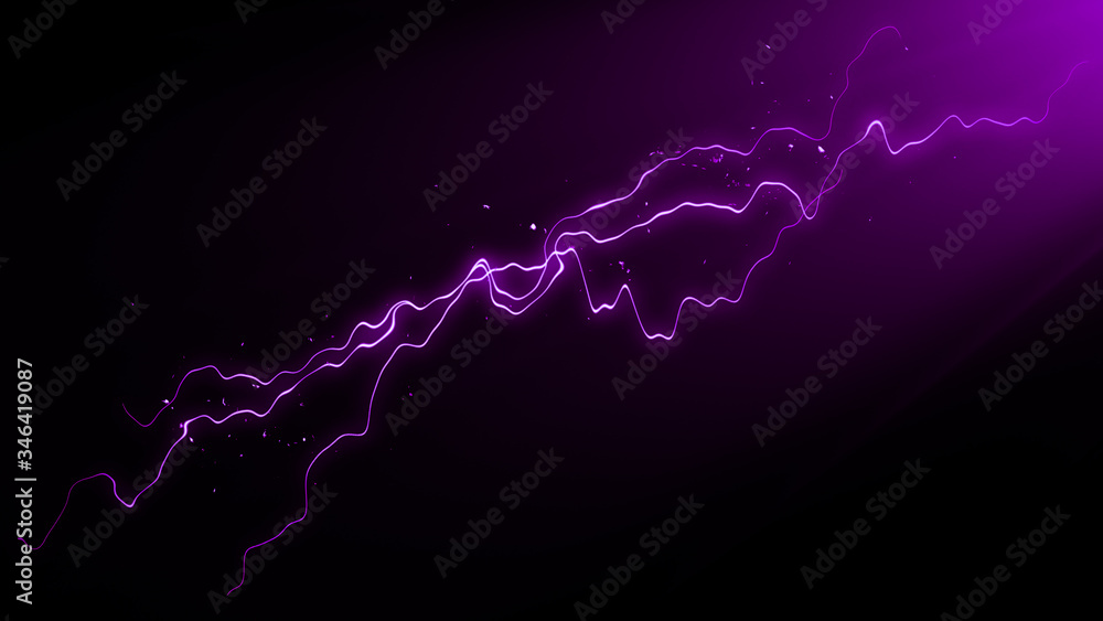 Abstract realistic nature lightning thunder background . Bright curved line on isolated texture overlays. Stock illustration.