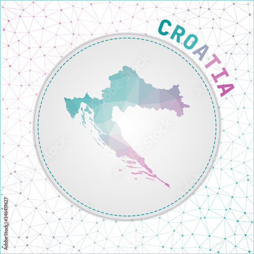 Vector polygonal Croatia map. Map of the country with network mesh background. Croatia illustration in technology  internet  network  telecommunication concept style . Captivating vector illustration.