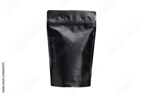 Foil pouch with zipper and plastic ,Coffee bag packaging isolated on white background with clipping path