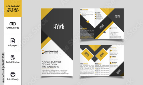 Creative tri fold brochure design. corporate business template for tri fold flyer. Layout with modern design vector and abstract background. Creative concept 3 folded flyer or brochure.