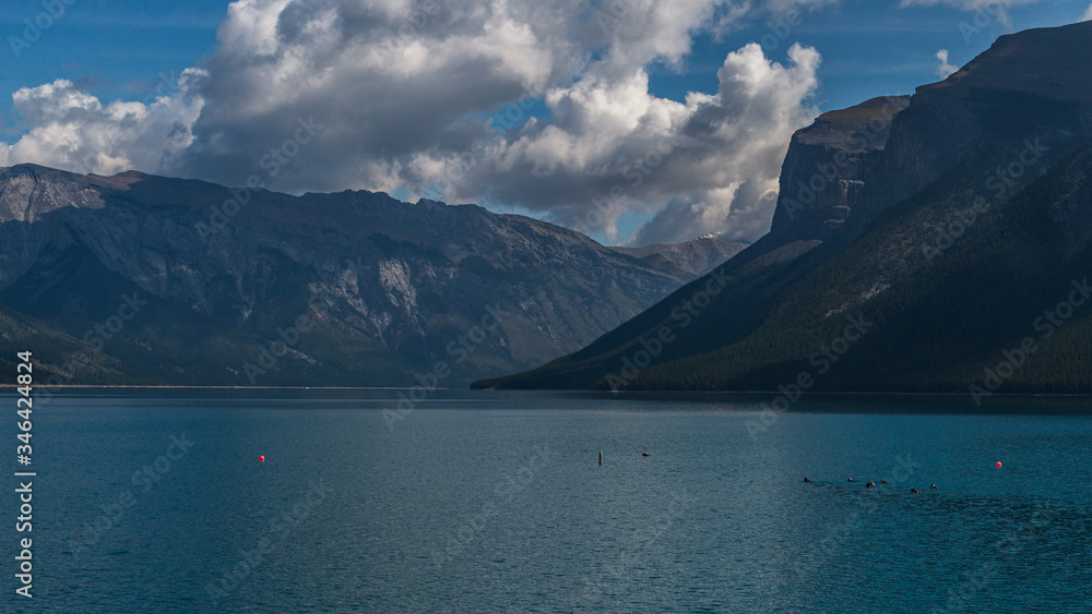 Lake Minnewanka nature scenery inside Banff National Park, Alberta, Canada