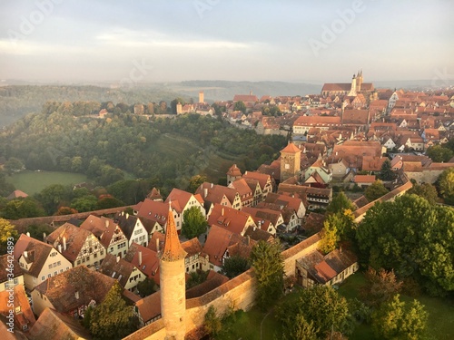 aerial view of the old town of Rothenburg ob der Tauber