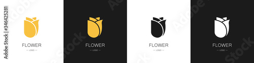 Set of flower logos. Collection. Modern design. Minimalism. Vector illustration
 #346425281