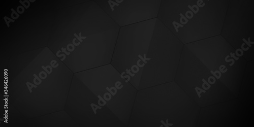 Dark abstract background - wide banner  black elements  digital illustration