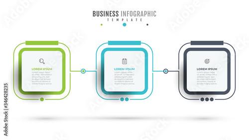 Timeline infographic design element and marketing icons. Business concept with 3 steps. Can be used for workflow layout, diagram, annual report, web design. Vector business template for presentation.