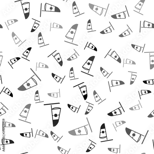 Black Windsurfing icon isolated seamless pattern on white background. Vector Illustration