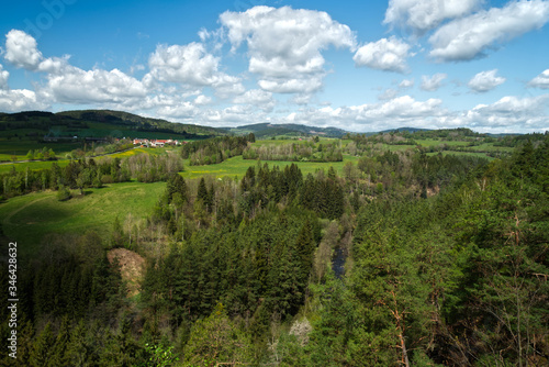 Typical landscape in Czech Republic in summer aerial view with nice weather