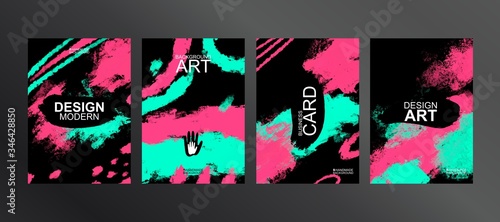 Exclusive series of girlish posters. Modern trendy design of paper products. Cool Banner Series. Background brush strokes. Brush strokes on the background. Unique design of packaging, booklets