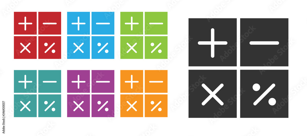 Black Calculator icon isolated on white background. Accounting symbol. Business calculations mathematics education and finance. Set icons colorful. Vector Illustration Black Calculator icon isolated on white background. Accounting symbol. Business calculations mathematics education and finance. Set icons colorful. Vector Illustration