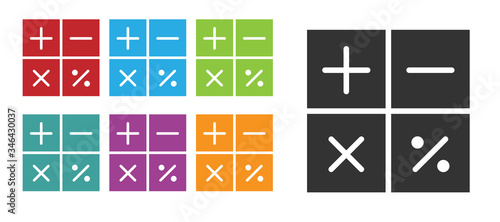 Black Calculator icon isolated on white background. Accounting symbol. Business calculations mathematics education and finance. Set icons colorful. Vector Illustration
