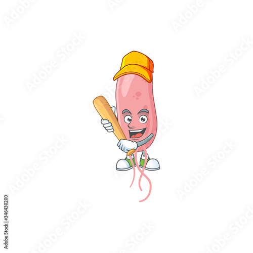 Vibrio cholerae cartoon design concept of hold baseball stick