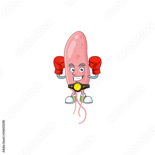 A sporty vibrio cholerae boxing athlete cartoon mascot design style
