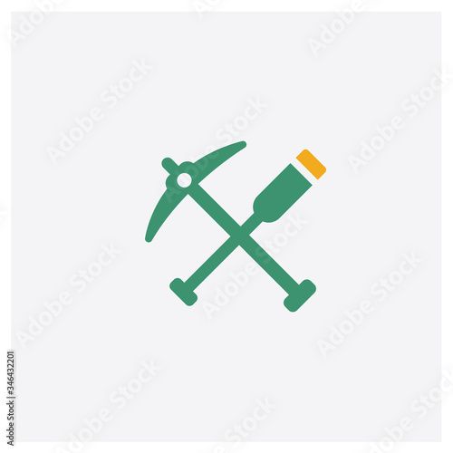 Digging Bar concept 2 colored icon. Isolated orange and green Digging Bar vector symbol design. Can be used for web and mobile UI/UX