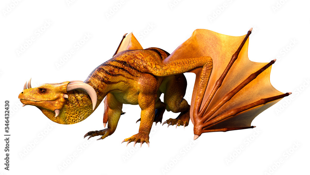 Obraz premium 3D Rendering Fairy Tale Dragon on White