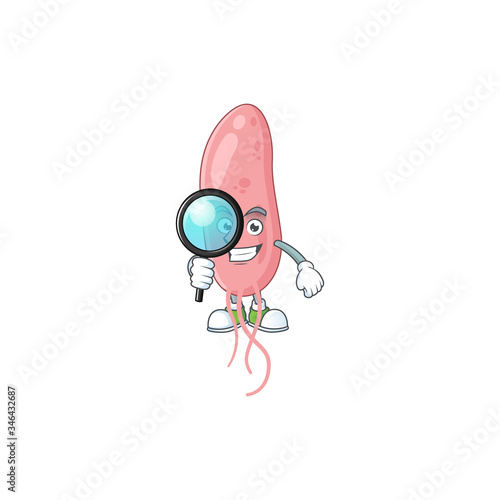 Smart Detective of vibrio cholerae cartoon character design concept