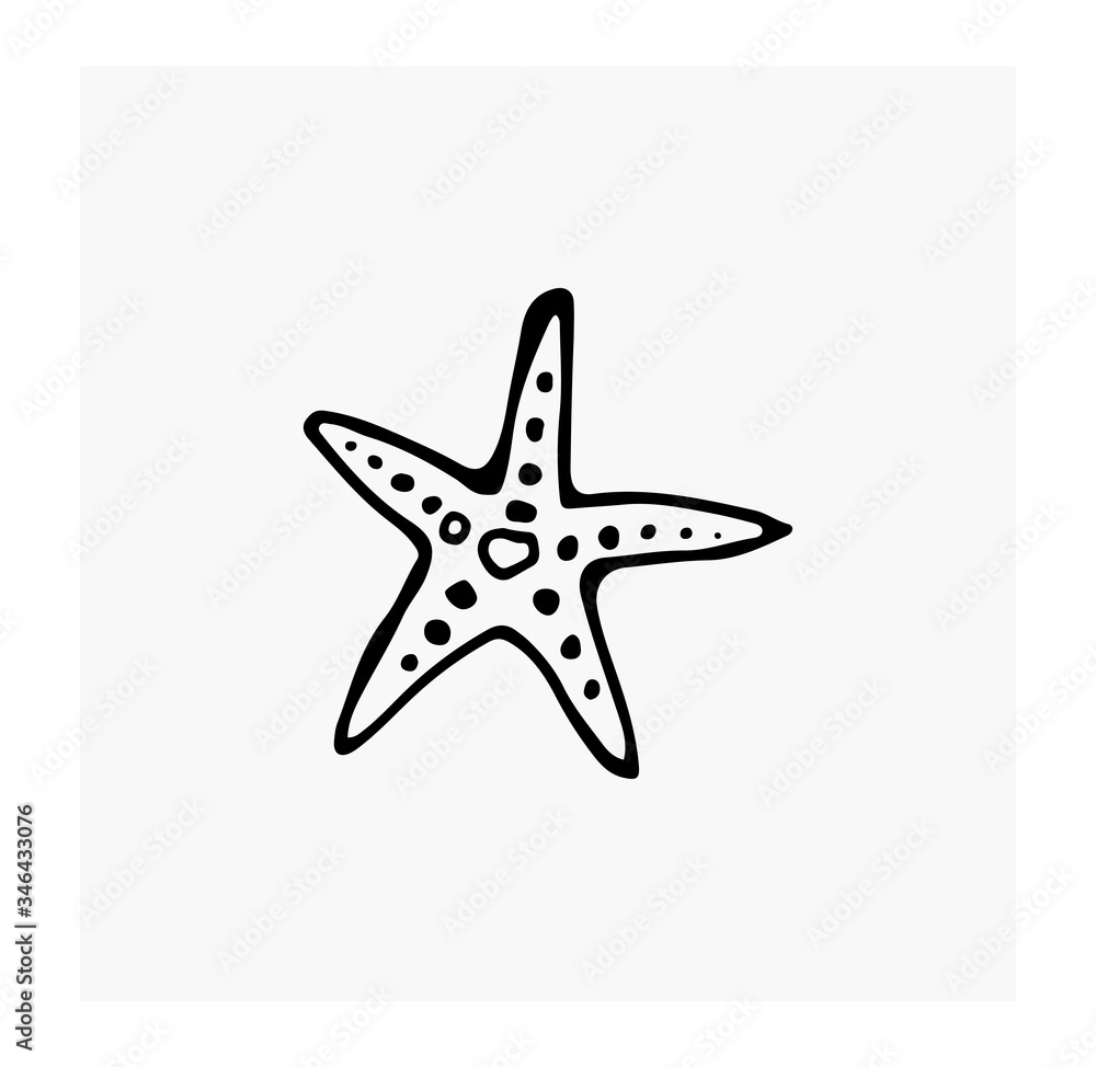 Set of seashells, starfish. Sea creatures. Isolated objects on a white background. Vector illustration in doodle style Set of seashells, starfish. Sea creatures. Isolated objects on a white background. Vector illustration in doodle style