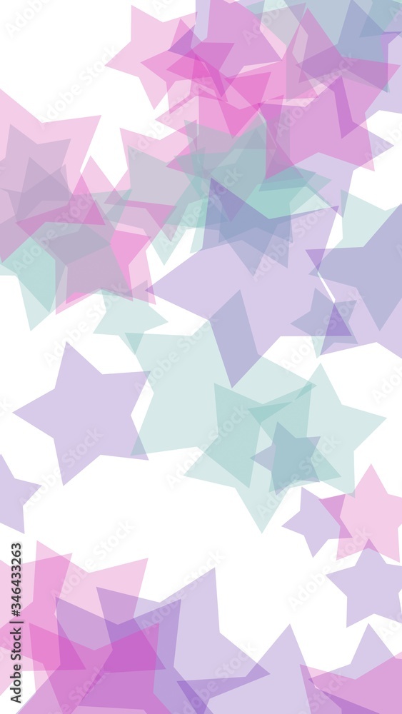 Multicolored translucent stars on a white background. Pink tones. 3D illustration Multicolored translucent stars on a white background. Pink tones. 3D illustration