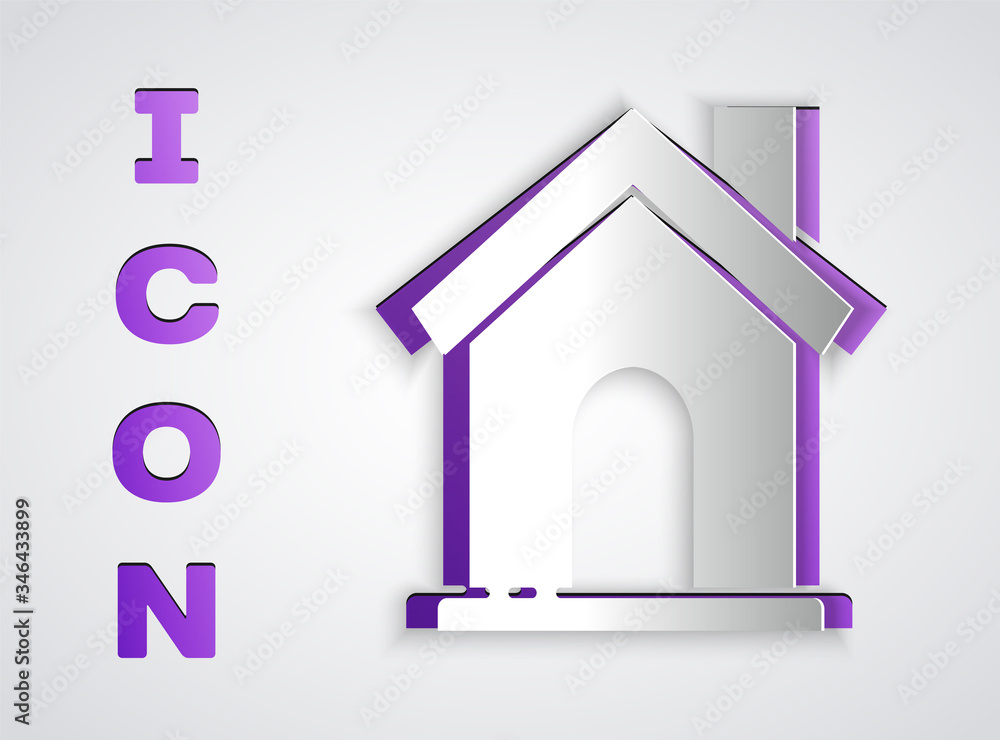 Paper cut House icon isolated on grey background. Home symbol. Paper art style. Vector Illustration Paper cut House icon isolated on grey background. Home symbol. Paper art style. Vector Illustration
