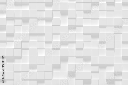 3d white abstract background. Modern chaotic cubes rendering