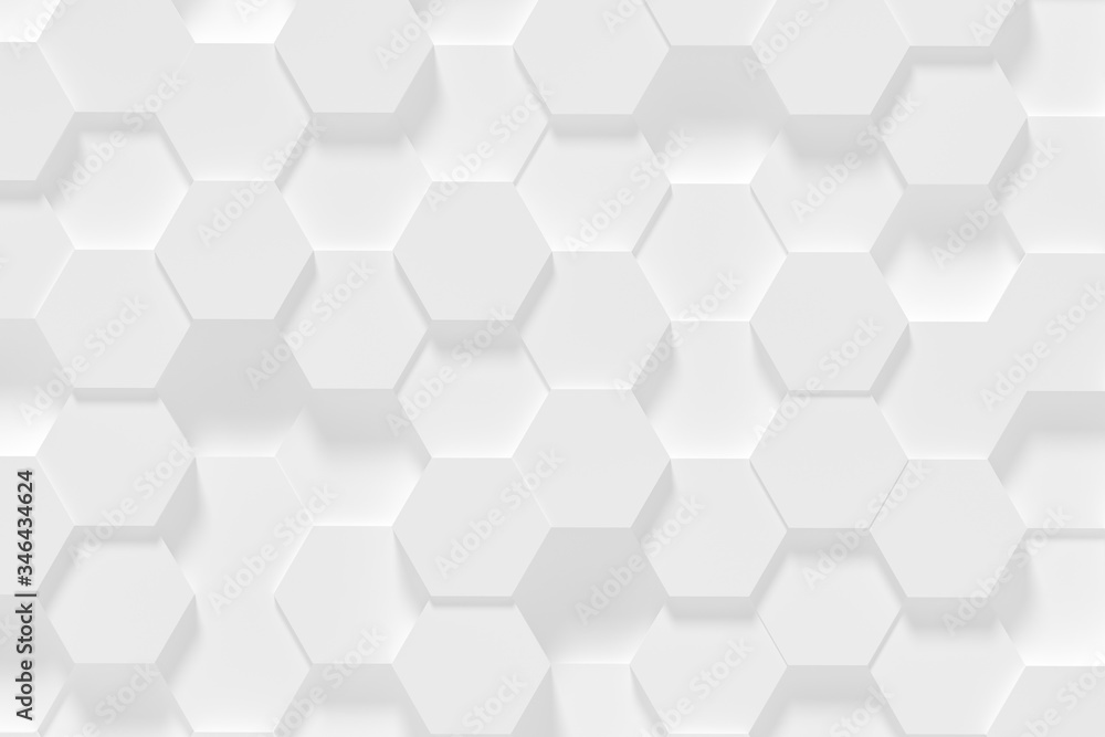 Fototapeta premium Hexagonal white abstract background - 3d abstract hexagons rendering.