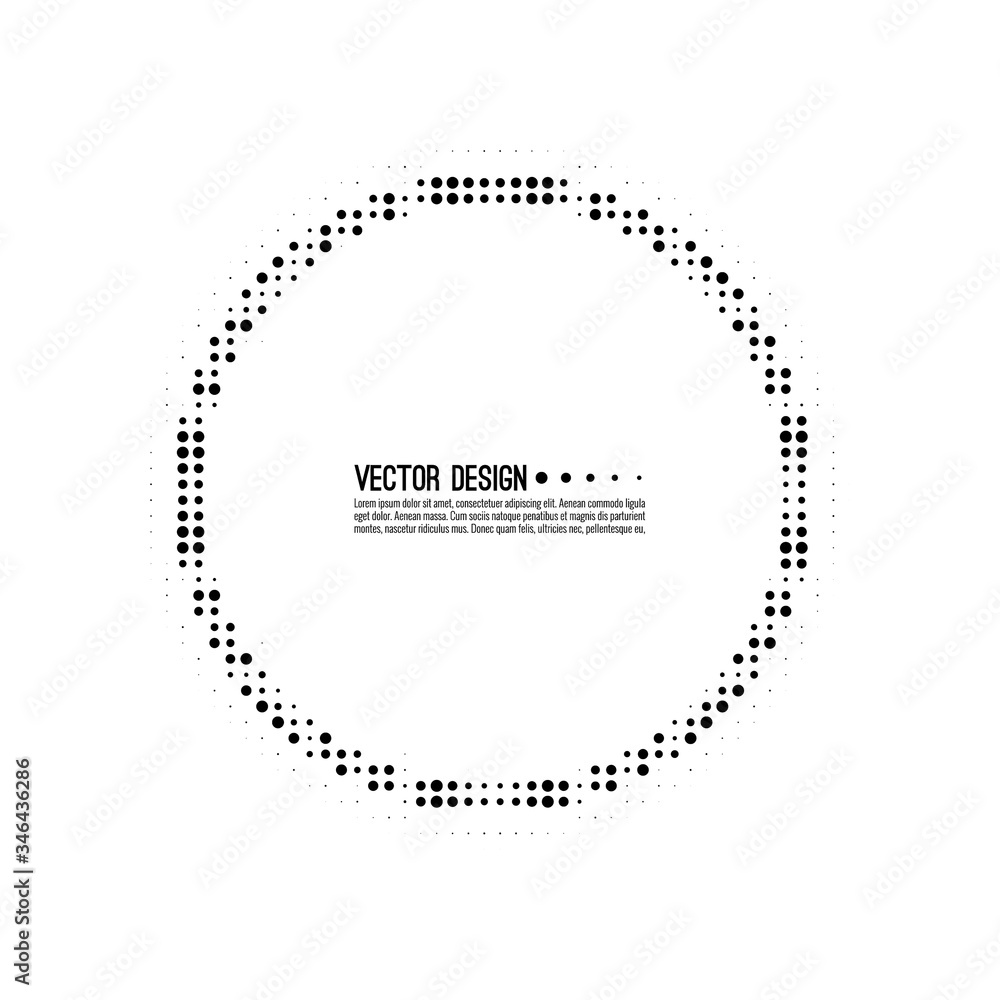 Abstract circle halftone dotted frame. Vector round border. Blank banner design element. Abstract circle halftone dotted frame. Vector round border. Blank banner design element.